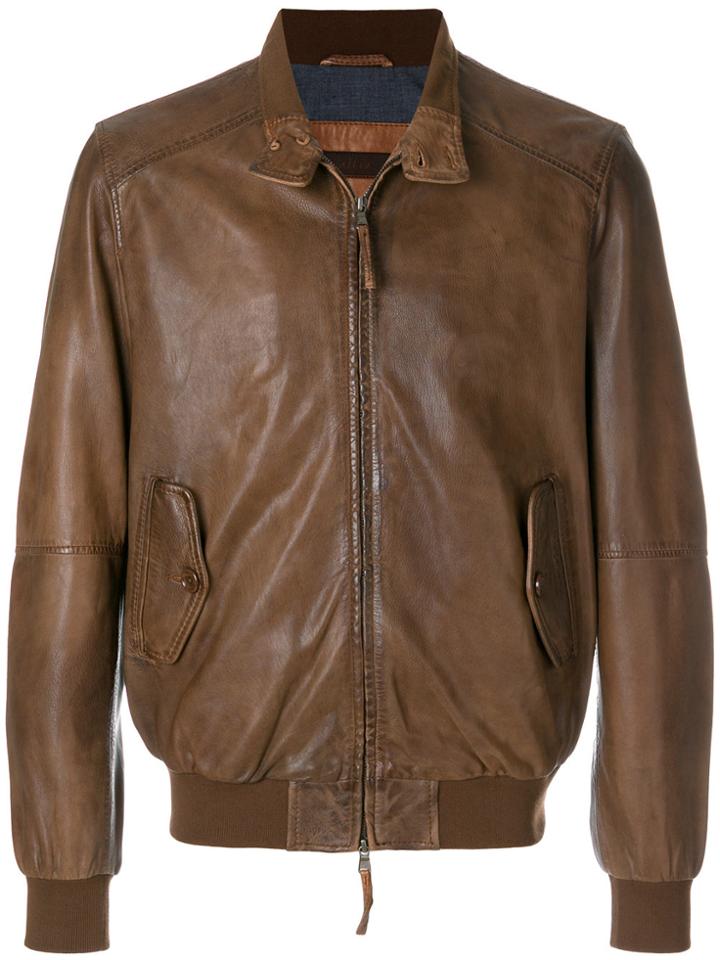 Altea Zipped Bomber Jacket - Brown
