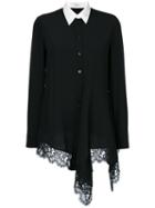 Givenchy - Lace Trim Asymmetric Shirt - Women - Silk/cotton/polyamide/acetate - 36, Black, Silk/cotton/polyamide/acetate