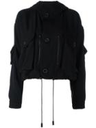 Acne Studios Cropped Military Jacket, Women's, Size: 38, Black, Triacetate