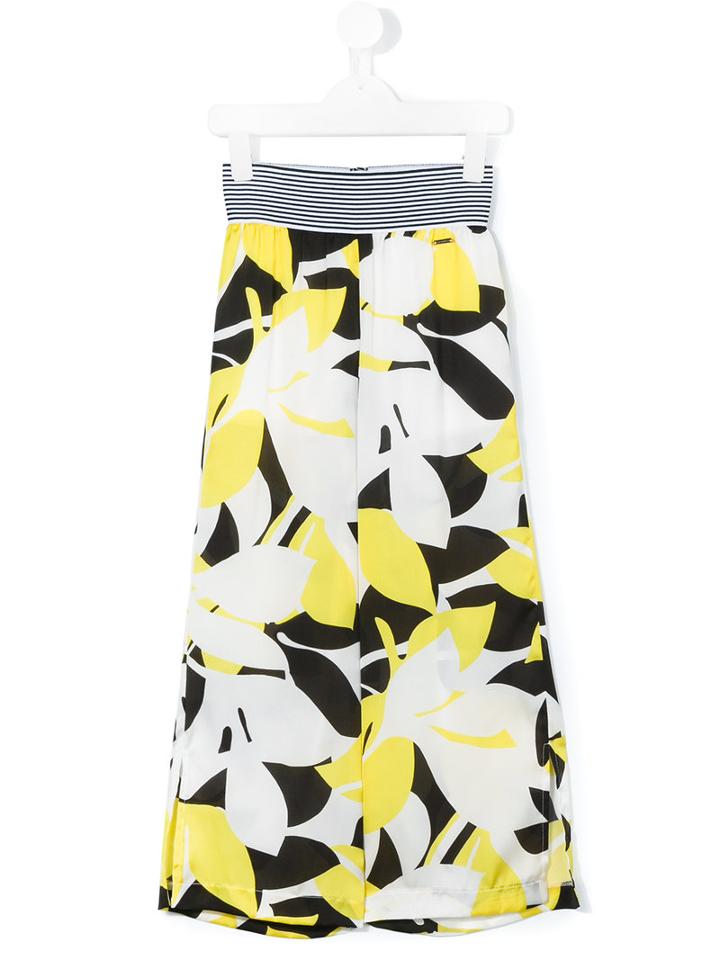 Loredana - Floral Print Trousers - Kids - Polyester - 10 Yrs, Girl's, Black