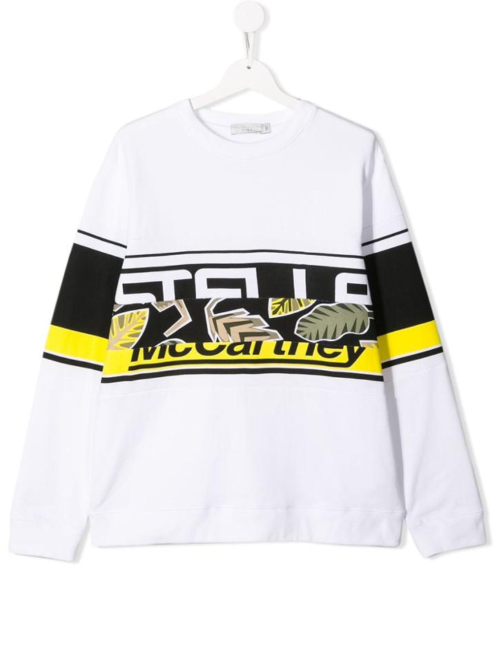 Stella Mccartney Kids Teen Jungle Logo Stripe Sweatshirt - White