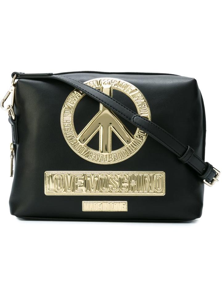 Love Moschino Gold-tone Peace Crossbody Bag, Women's, Black