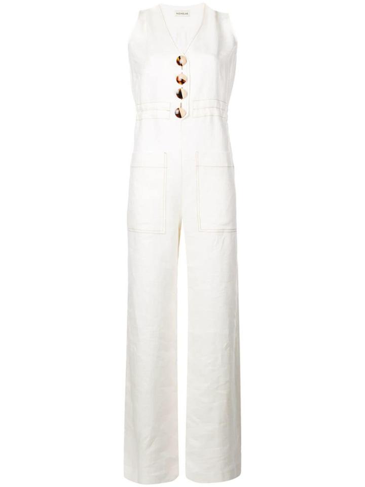 Nicholas Button Jumpsuit - White