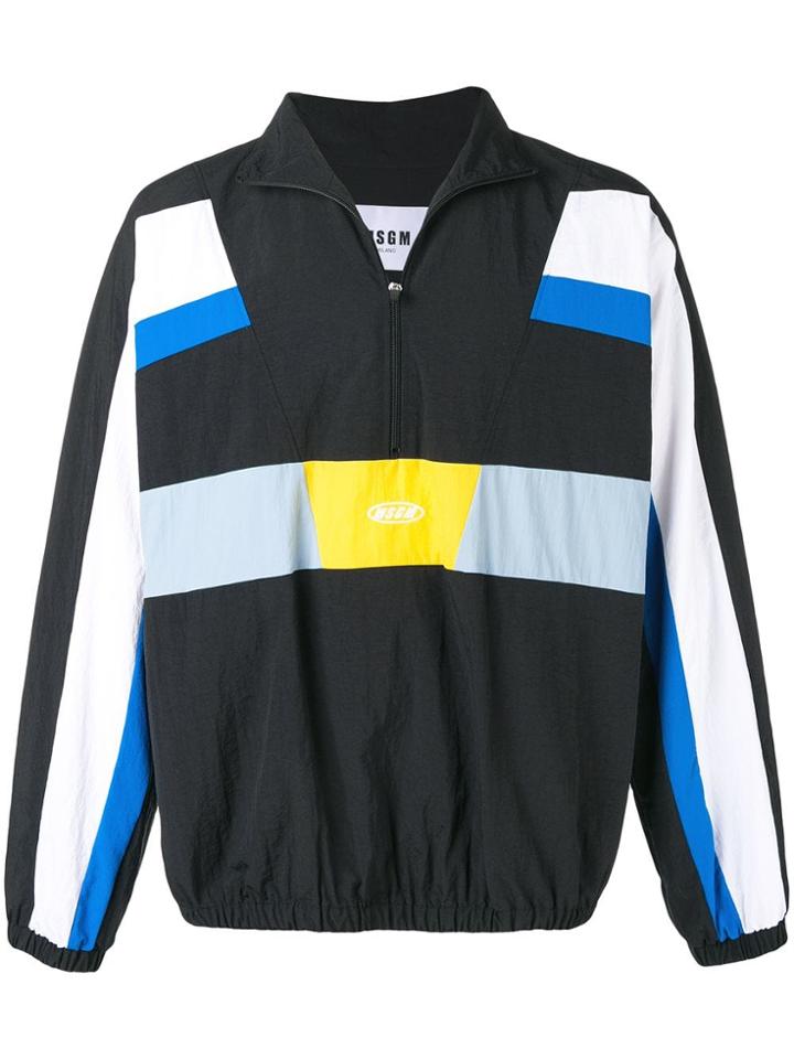 Msgm Half-zip Track Top - Black