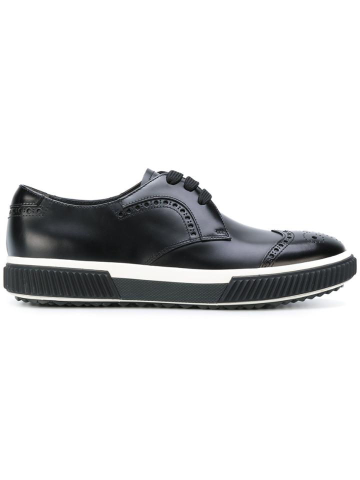 Prada Contrast Lace-up Sneakers - Black