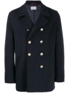Brunello Cucinelli Cashmere Double Breasted Coat - Blue