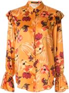 Mother Of Pearl Floral Print Ruffle Detail Blouse - Multicolour