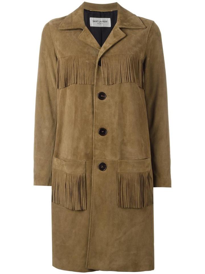 Saint Laurent 'classic Curtis' Coat, Women's, Size: 38, Nude/neutrals, Goat Skin/cupro/cotton