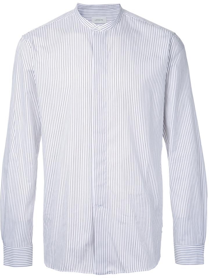 Lemaire Striped Mandarin Neck Shirt - White