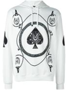 Dolce & Gabbana Spades Print Hoodie, Men's, Size: 48, White, Cotton