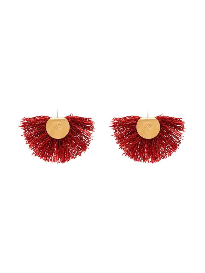 Katerina Makriyianni Wool Fan Earrings - Red