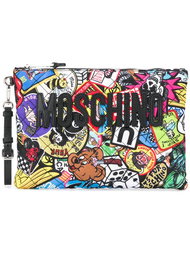 Moschino Patch Print Clutch Bag - Multicolour