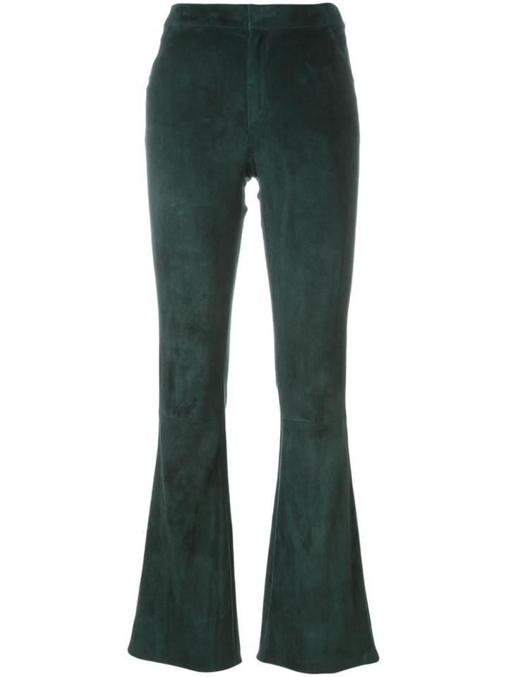 Drome Flared Trousers, Women's, Size: Large, Green, Leather/viscose/polyester