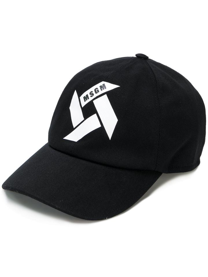 Msgm Logo Print Cap - Black