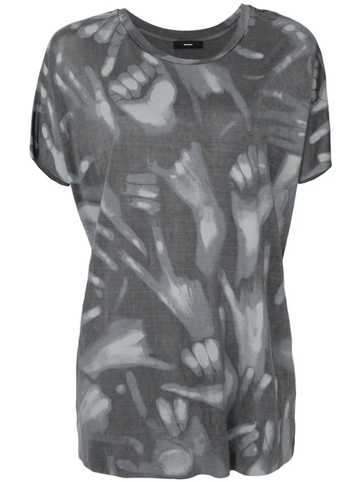 Diesel Hands Print T-shirt - Grey