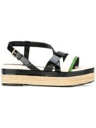 Lanvin Strap Detail Wedge Sandals - Black