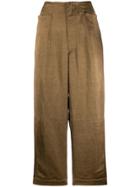 Gentry Portofino Silky Cropped Trousers - Brown