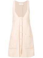Chloé - V Neck Buttoned Dress - Women - Virgin Wool - 36, Nude/neutrals, Virgin Wool