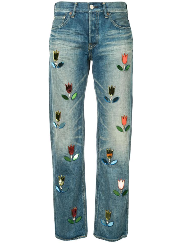 Tu Es Mon Trésor Mirror Tulip Jeans Short Length - Blue