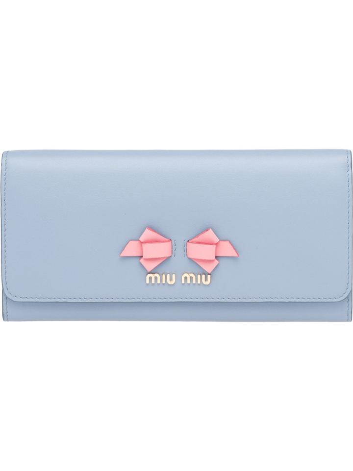 Miu Miu Bow Continental Wallet - Blue