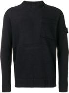 Stone Island Knitted Chest Pocket Sweater - Black