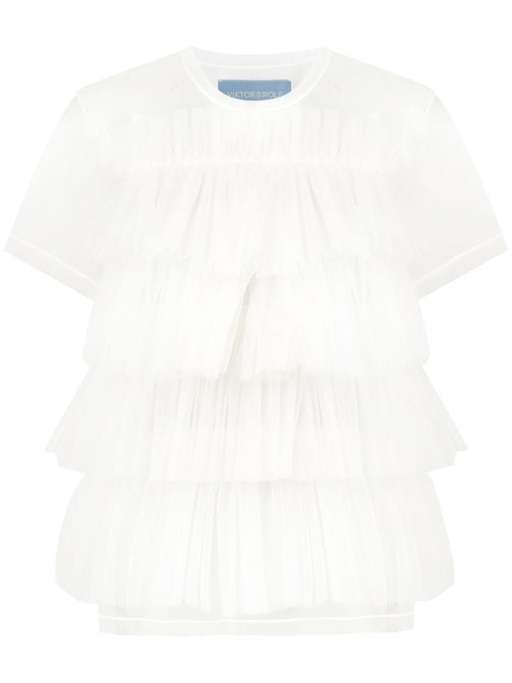 Viktor & Rolf Tiered Ruffle Top - White