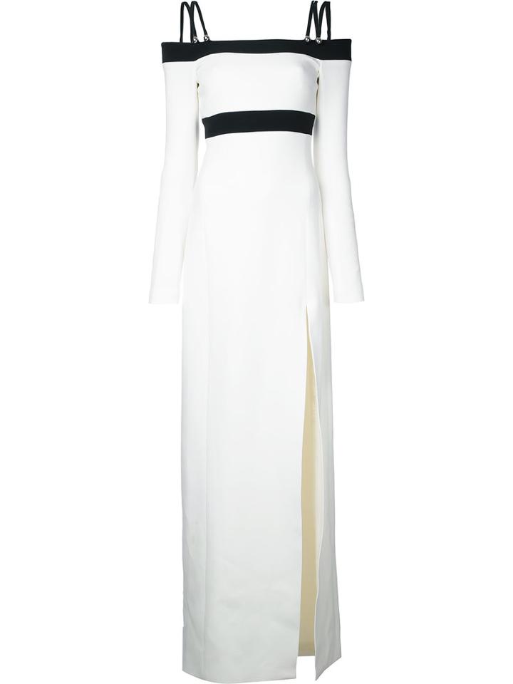 David Koma - Side Slit Off-shoulders Dress - Women - Spandex/elastane/acetate/viscose - 12, Women's, White, Spandex/elastane/acetate/viscose