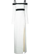 David Koma - Side Slit Off-shoulders Dress - Women - Spandex/elastane/acetate/viscose - 12, Women's, White, Spandex/elastane/acetate/viscose