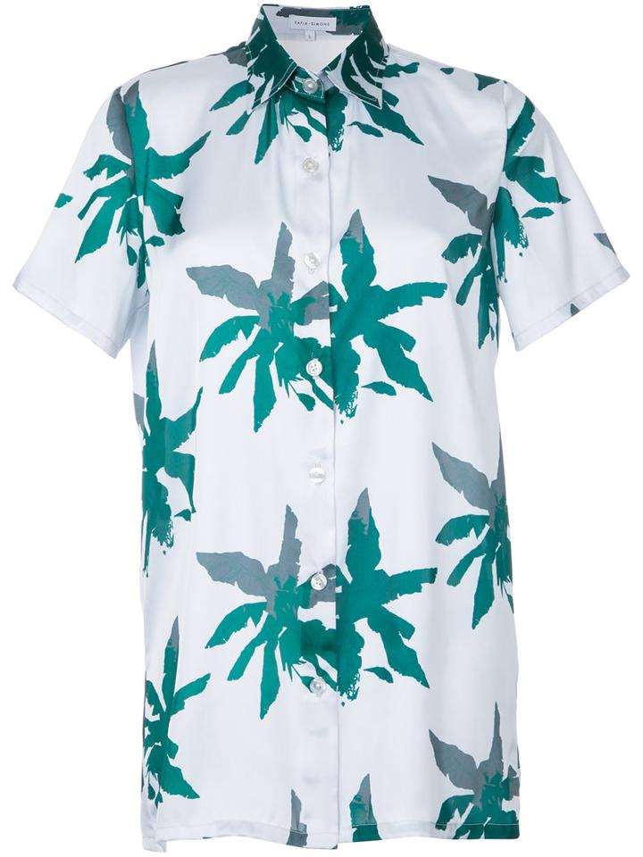 Sapia Simone - Palm Print Blouse - Women - Polyester - S, Blue, Polyester