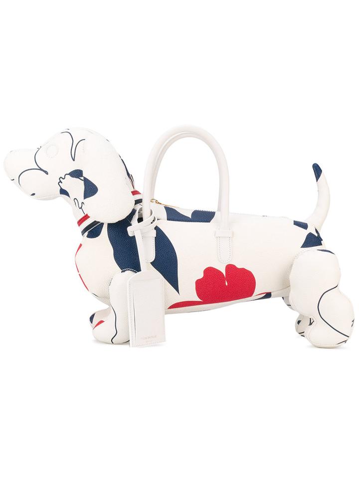 Thom Browne - Floral 'hector' Bag - Women - Calf Leather - One Size, White, Calf Leather