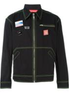 Gosha Rubchinskiy Pin Detail Zipped Jacket, Men's, Size: M, Black, Cotton