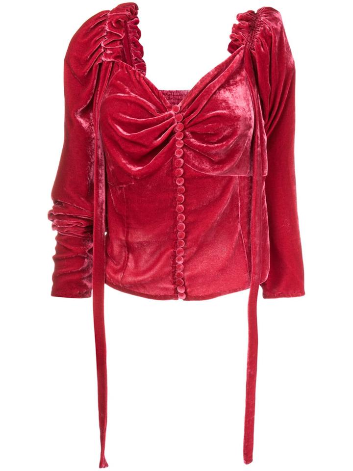 Magda Butrym Leticia Draped Velvet Top - Pink & Purple