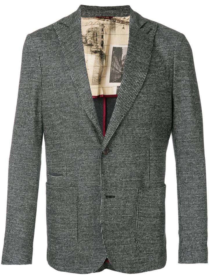 Al Duca D'aosta 1902 Micro Houndstooth Blazer - Grey