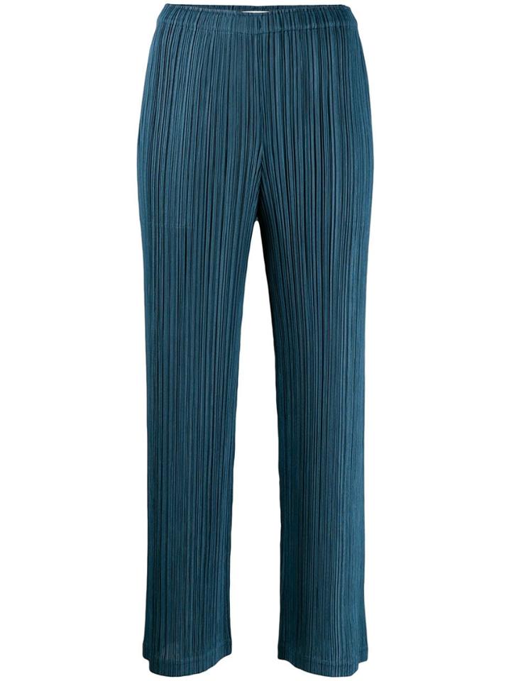 Pleats Please Issey Miyake Micro-pleated Straight Trousers - Blue