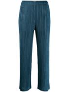 Pleats Please Issey Miyake Micro-pleated Straight Trousers - Blue