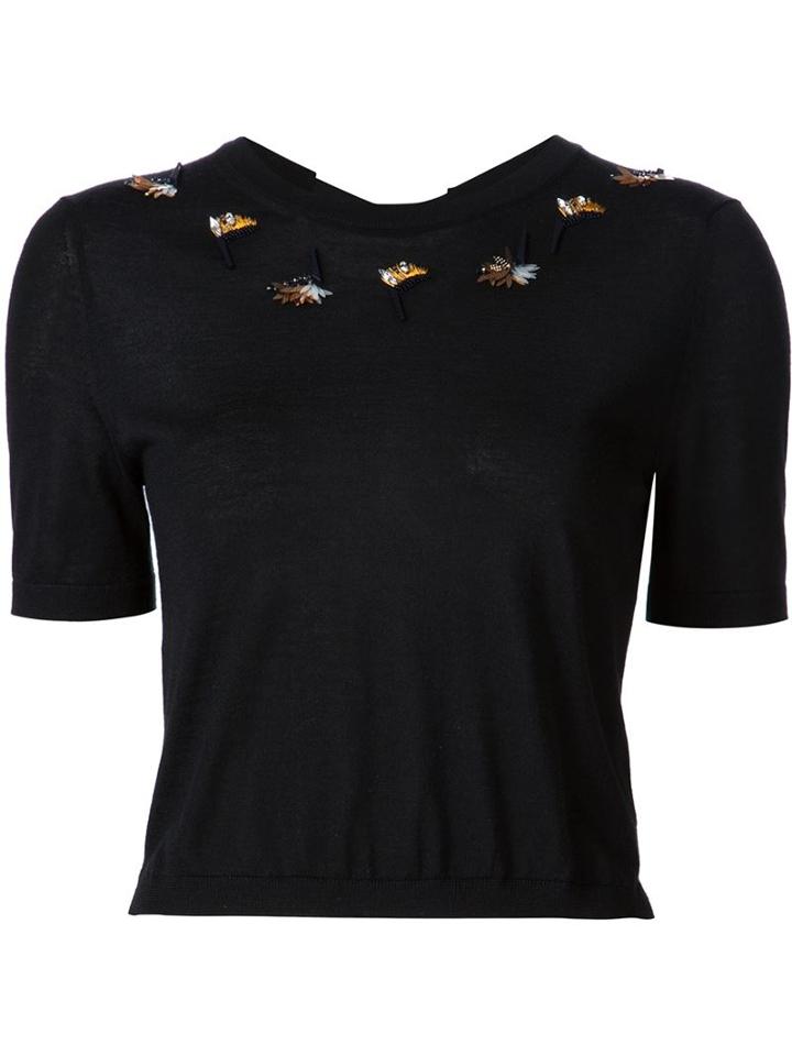 Fendi Embellished Knit T-shirt