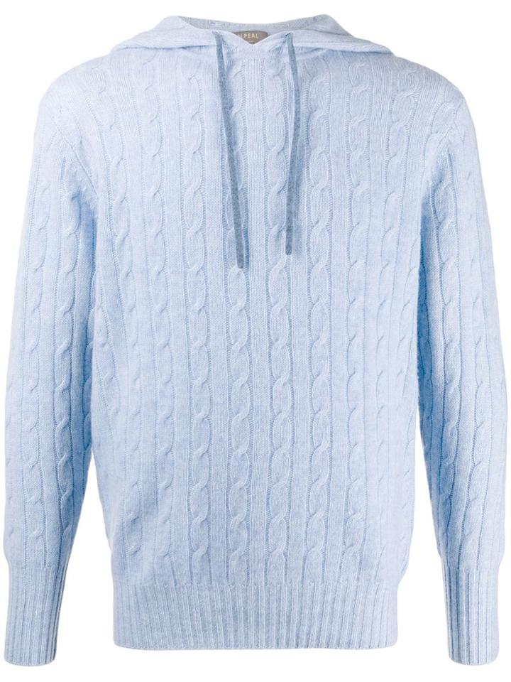 N.peal Herringbone Hooded Jumper - Blue