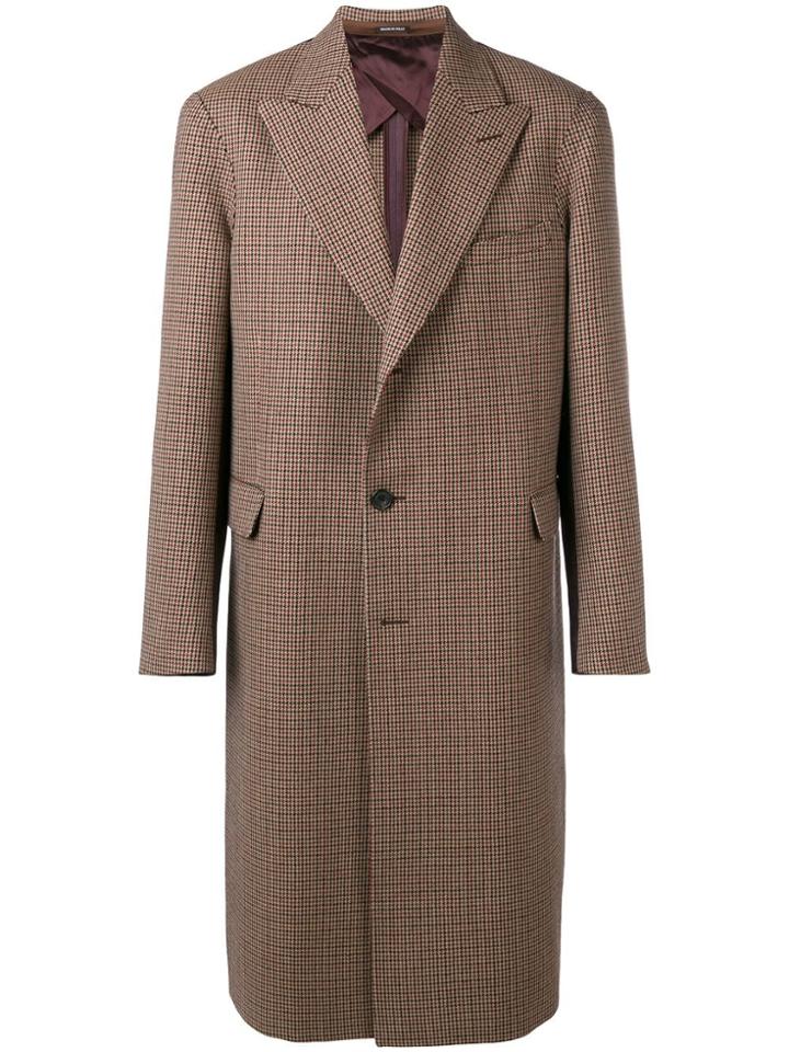Alexander Mcqueen Plaid Single-breasted Coat - Brown