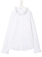 Il Gufo Ruffled Neck Shirt - White