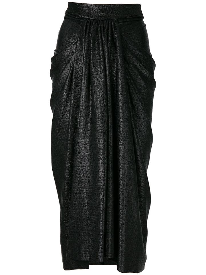 Rick Owens Lilies Pleated Midi Skirt - Black