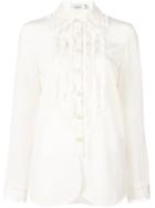 Coach Ruffle Front Shirt, Women's, Size: 6, Nude/neutrals, Silk