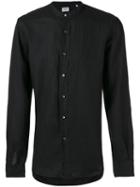 Aspesi - Band Collar Shirt - Men - Linen/flax - 42, Black, Linen/flax