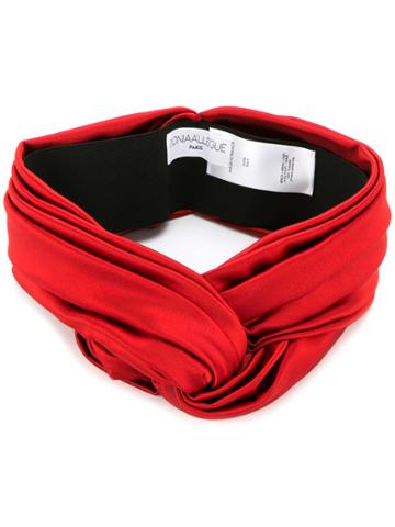 Donia Allegue Knot Front Turban Headband - Red