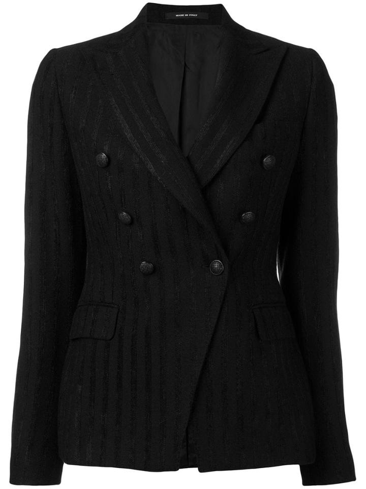 Tagliatore Pinstripe Fitted Blazer - Black