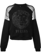 Versus Glitter Lion Head Sweatshirt, Women's, Size: Small, Black, Cotton/polyester