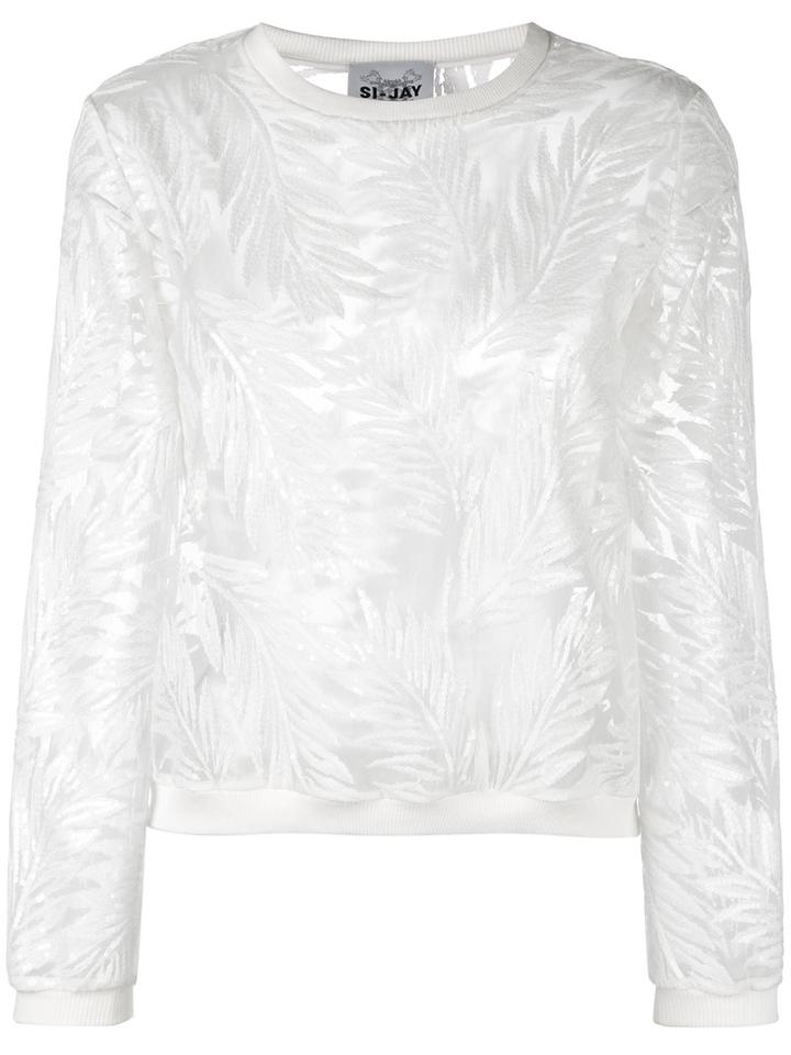 Si-jay Embroidered Sweatshirt, Women's, Size: 42, White, Polyester