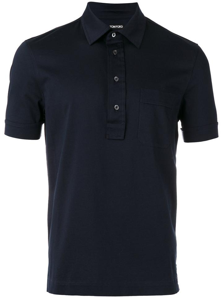 Tom Ford Slim Fit Polo Shirt, Men's, Size: 50, Blue, Cotton