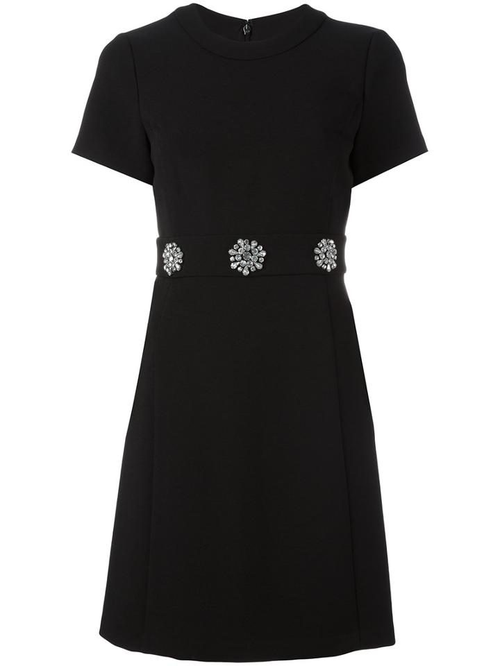 Michael Michael Kors Floral Embellishments Dress, Women's, Size: 8, Black, Polyester/spandex/elastane/acrylic