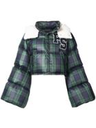 Fenty X Puma Cropped Tartan Puffer Jacket - Blue