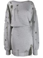 Faith Connexion Distressed Sweater Dress - Grey